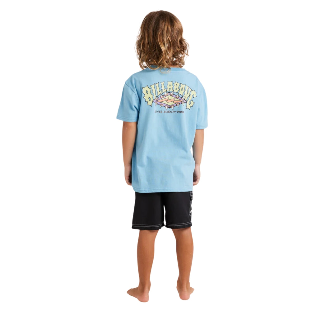Billabong Groms Diamond Grit Tee Blue Wash