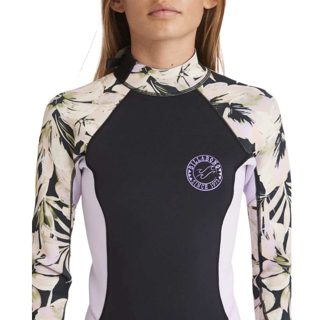 Billabong Teen Spring Fever 2mm LS Springsuit Black Floral