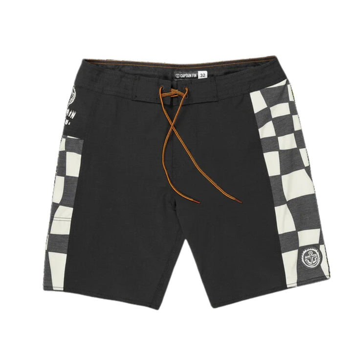 Captain Fin Capt Keyhole Ozzie Check Boardshort Black 