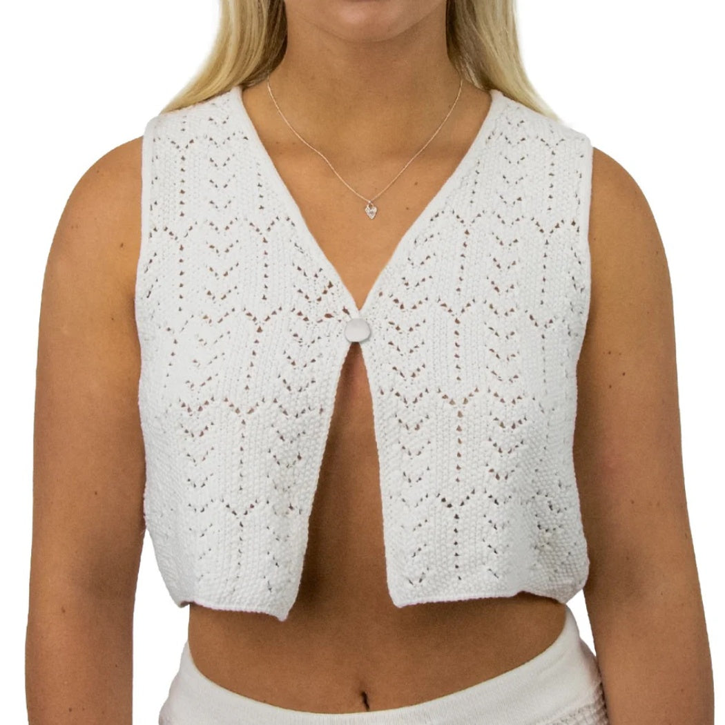 Carve La Jolla Womens Crochet Vest Cream