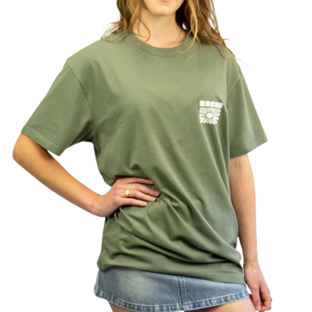 Carve Mosaic Girls Boyfriend Tee Moss Green