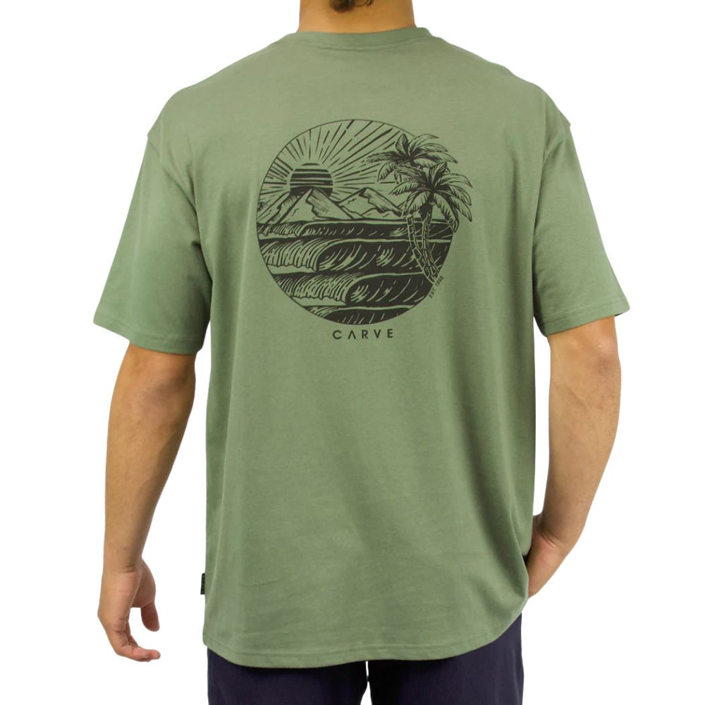 Carve Eventide Mens Oversized Tee Moss Green