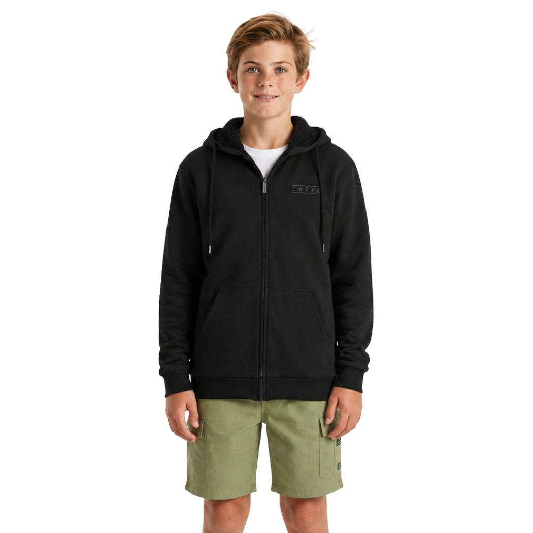 Carve Himalayan Boys Sherpa Hoodie Black