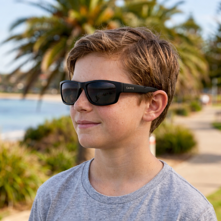 Carve Kids Moray Matt Black Grey Lens