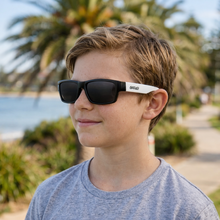 Carve Kids Stinger Black White Gloss Sunglasses