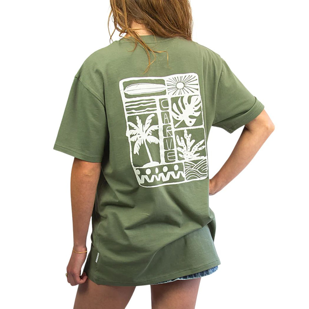 Carve Mosaic Girls Boyfriend Tee Moss Green