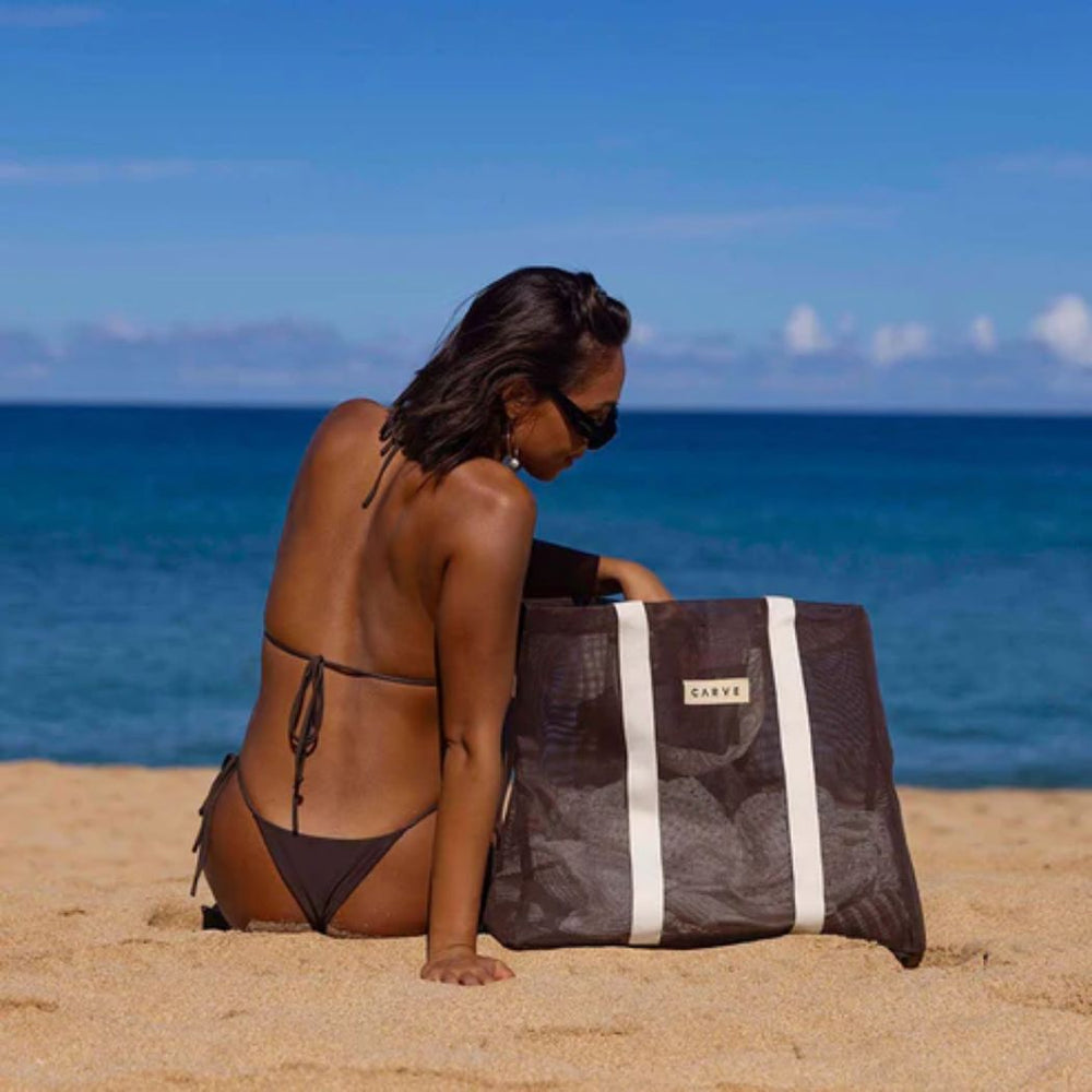Carve Seaside Mesh Tote Bag Mocha