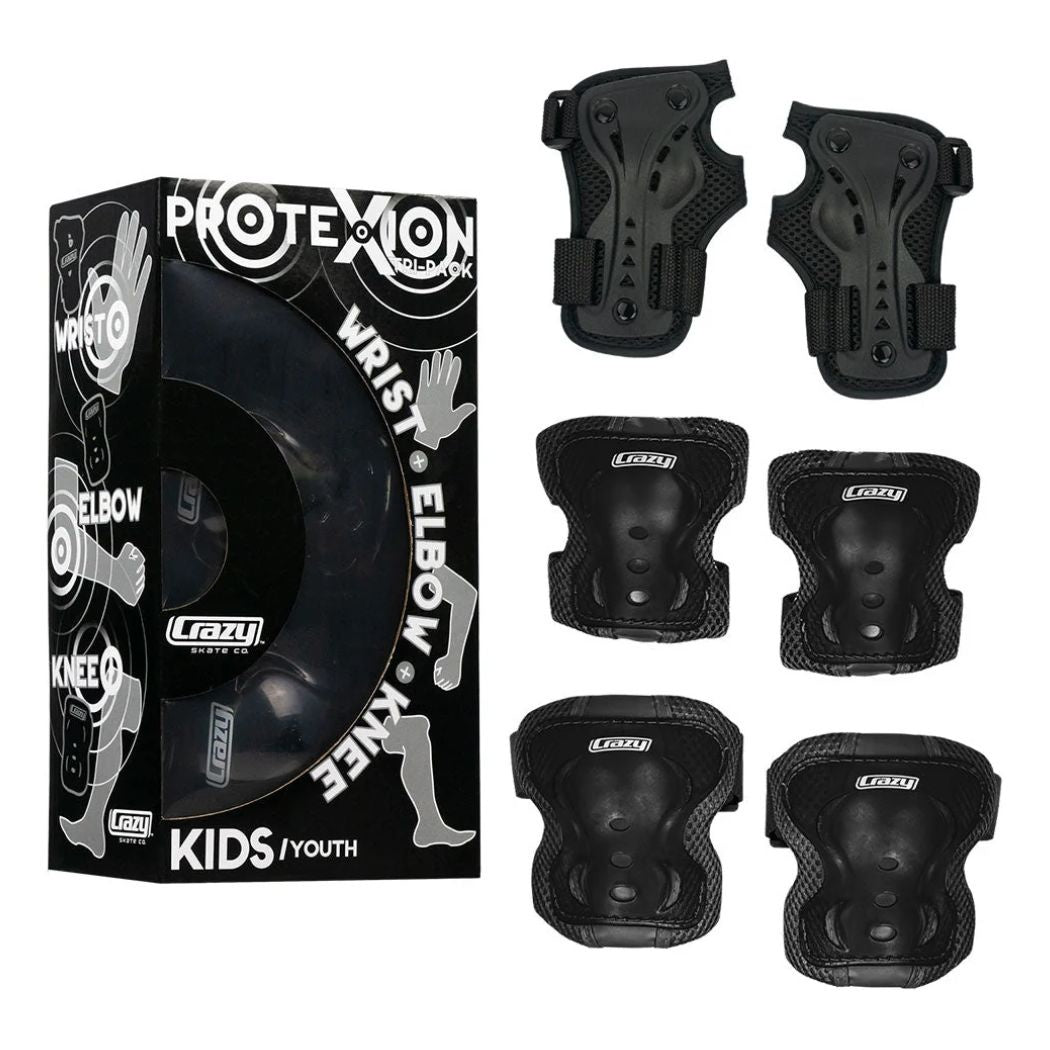 Crazy Skates Protexion Kids Tri Pack Black
