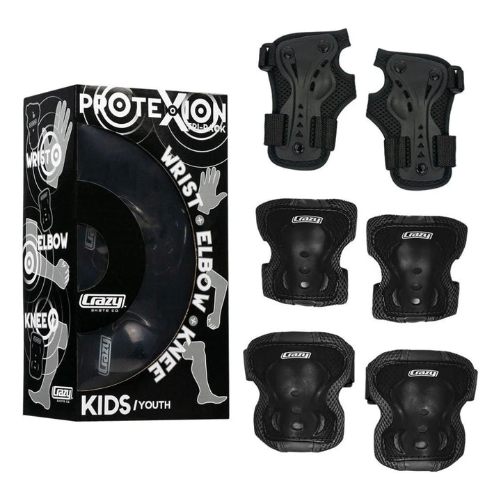 Crazy Skates Protexion Kids Tri Pack Black