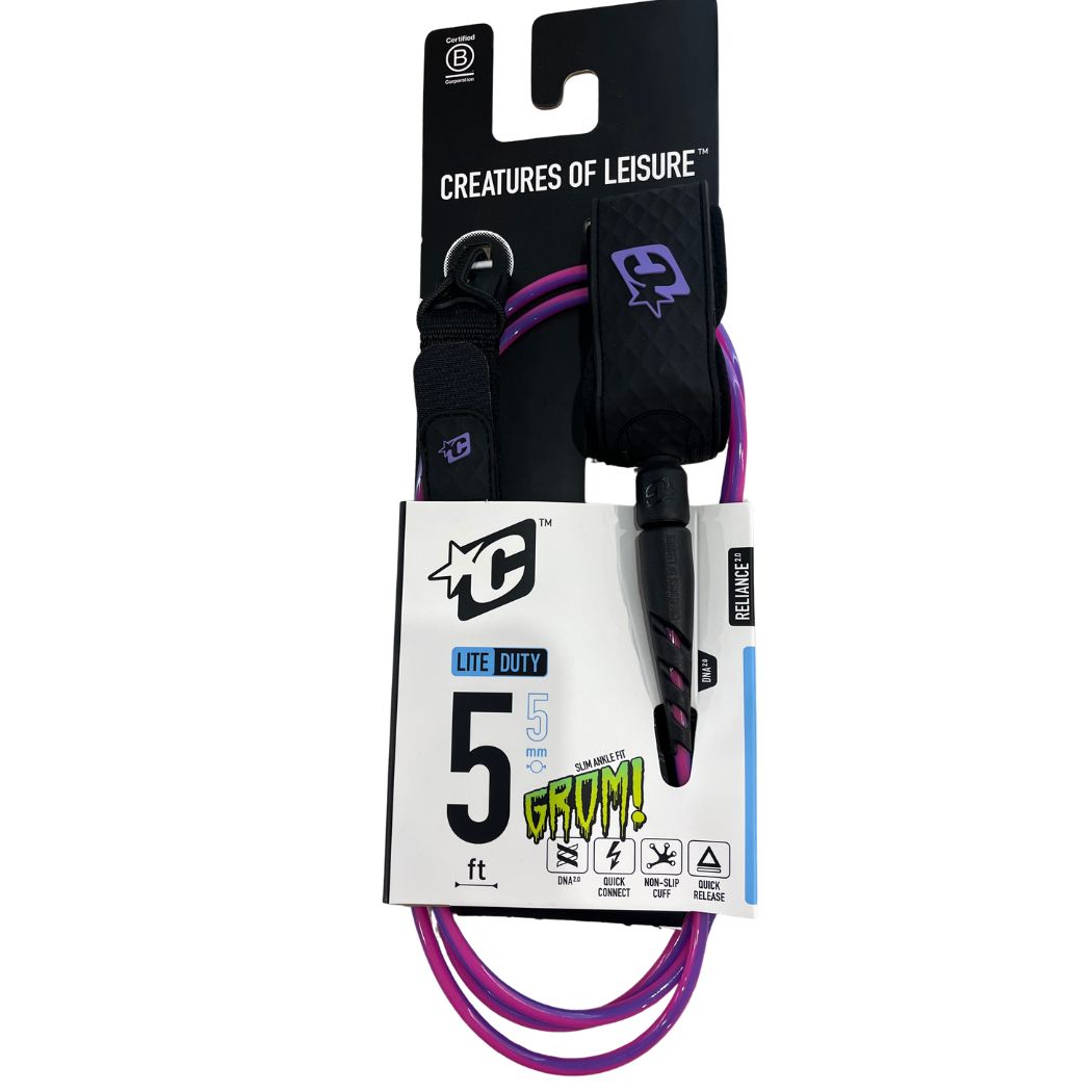 Creatures Of Leisure Grom Reliance Lite Duty 5 Leash Bubblegum Twist Black