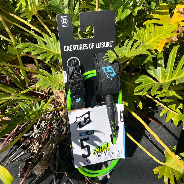 Creatures Of Leisure Grom Reliance Lite Duty 5 Leash Pine Lime Twist Black