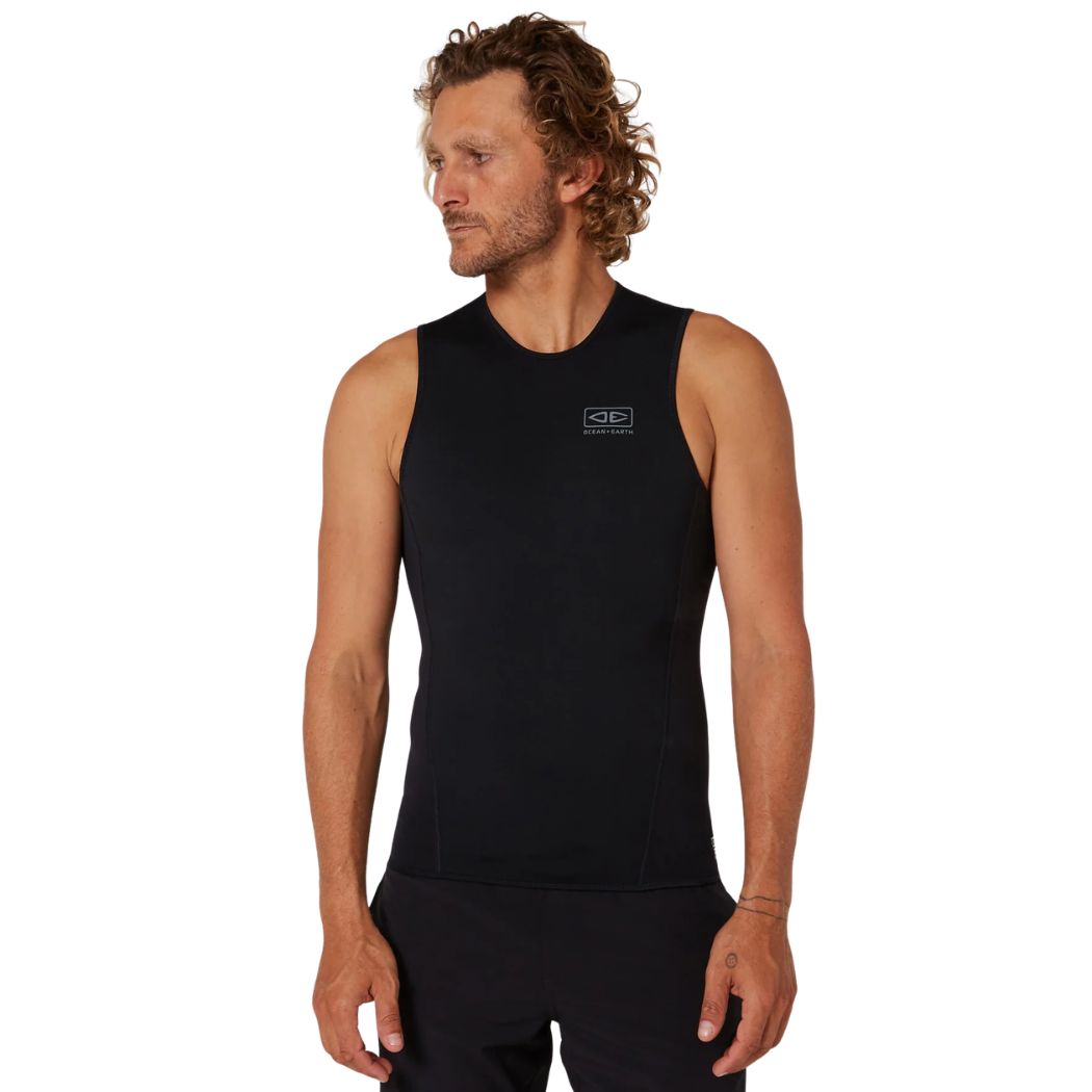 Ocean and Earth Double Black Sleeveless Vest 1 5mm