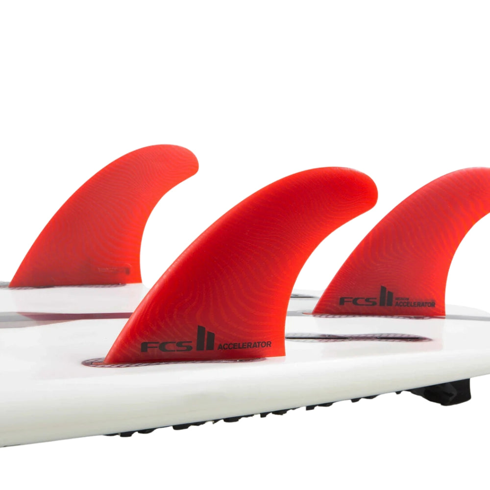 FCS II Accelerator Neo Glass Medium Red Tri Fins 