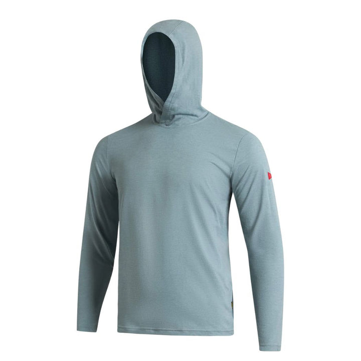 Florence Airtex Long Sleeve Hooded Shirt Heather Light Sea Blue
