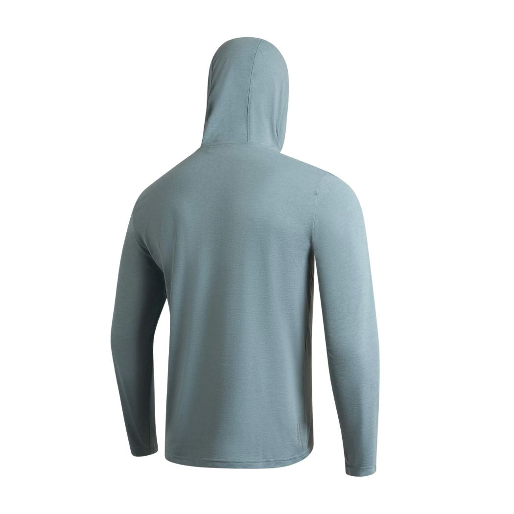 Florence Airtex Long Sleeve Hooded Shirt Heather Light Sea Blue