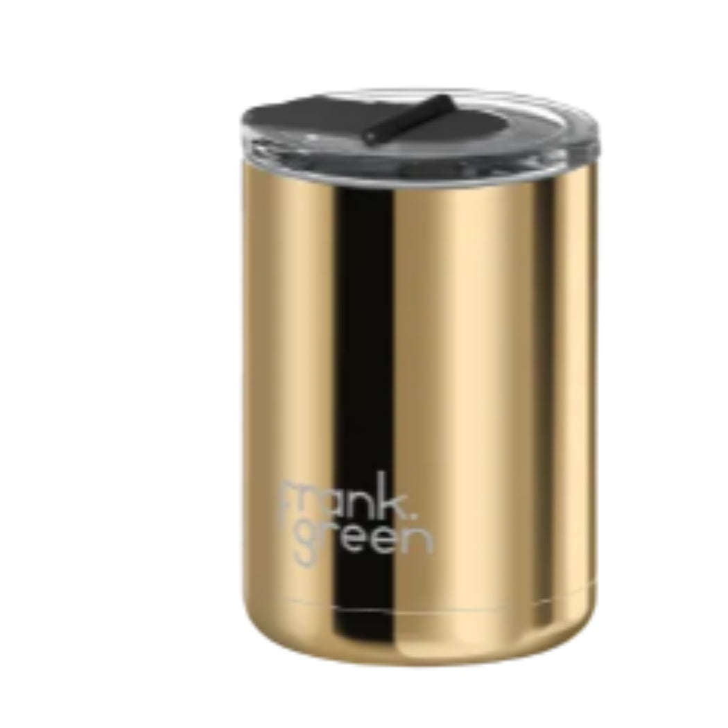 Frank Green 12oz Hinged Screw Lid Coffee Cup Chrome Gold Midnight