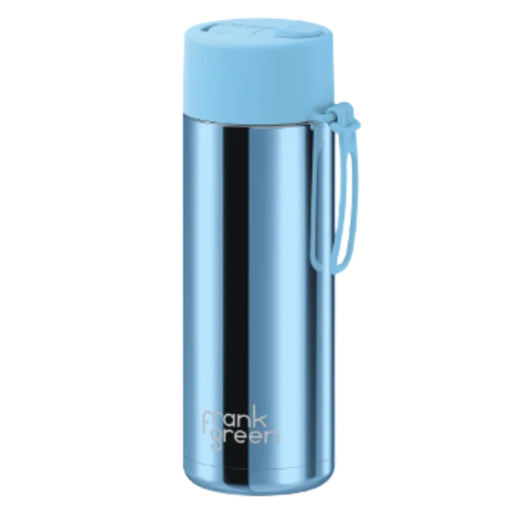 Frank Green 20oz Reusable Bottle Blue Chrome