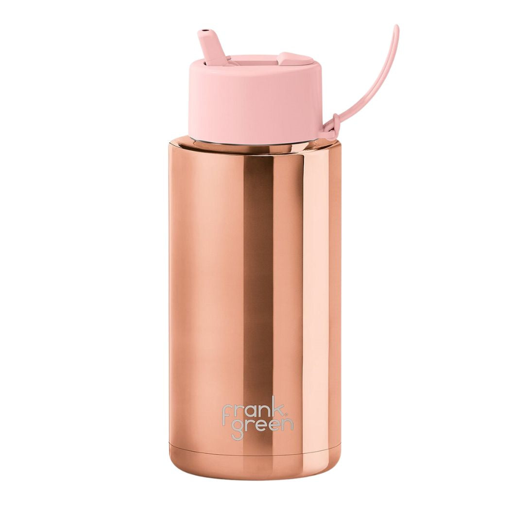 Frank Green Reusable Bottle 34oz Rose Gold Chrome