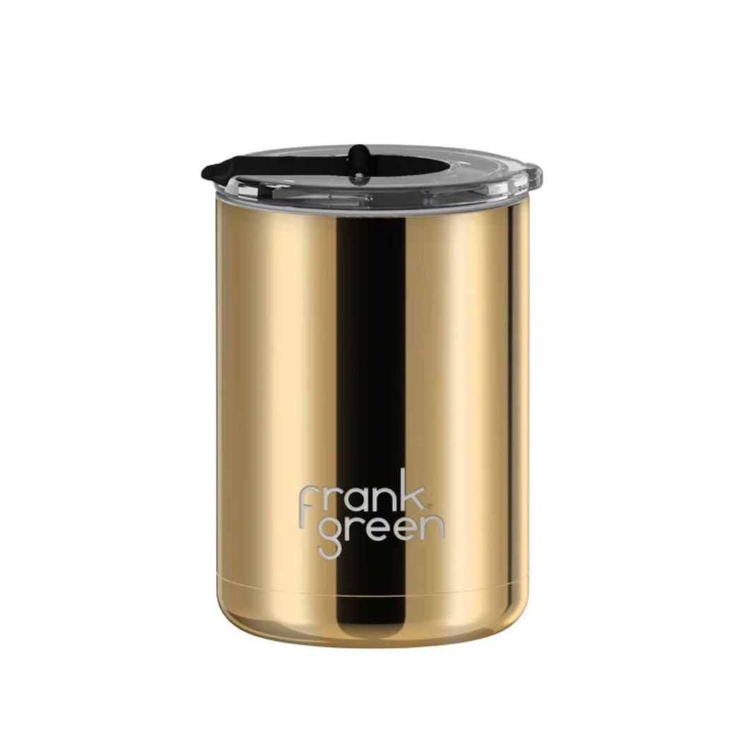 Frank Green 12oz Hinged Screw Lid Coffee Cup Chrome Gold Midnight