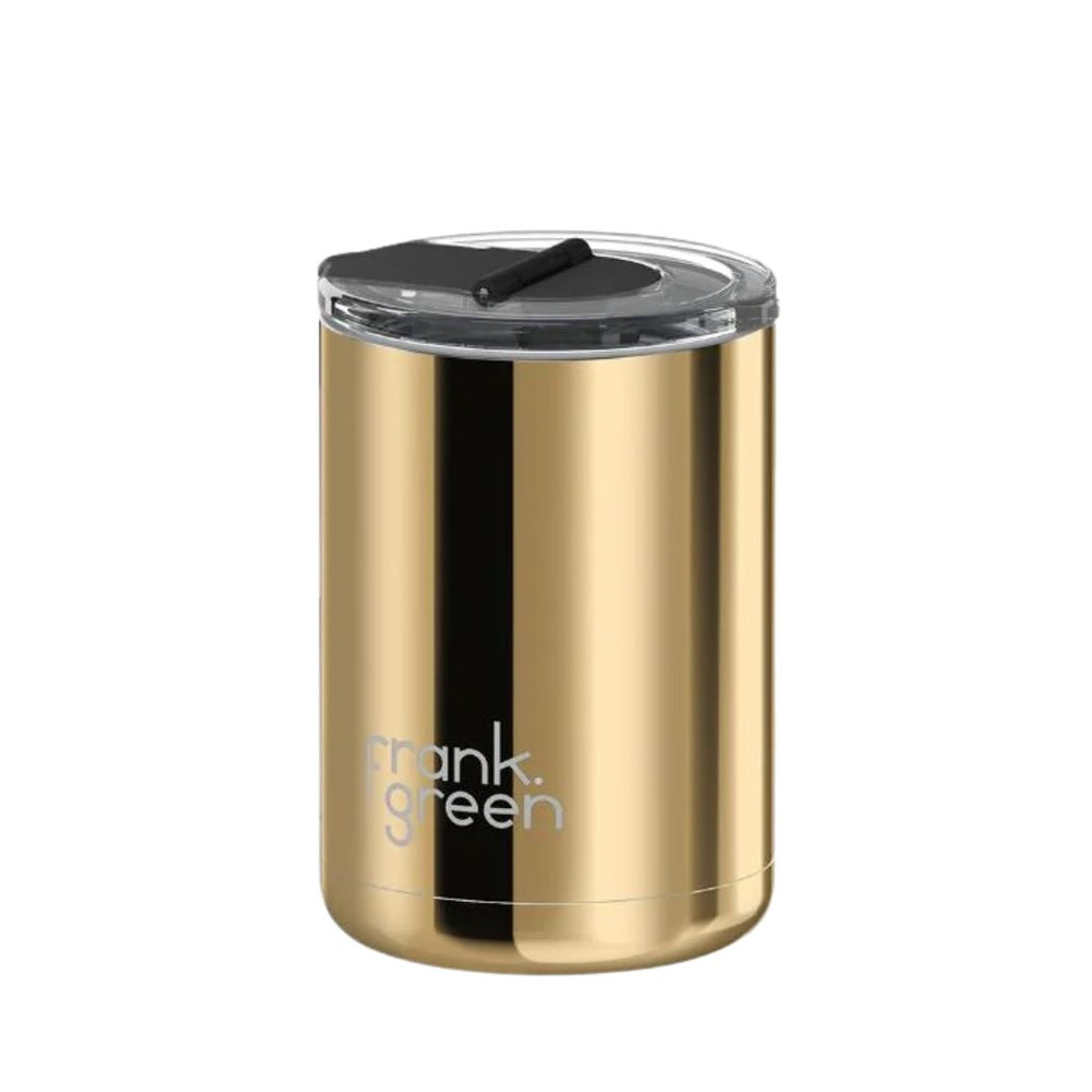 Frank Green 12oz Hinged Screw Lid Coffee Cup Chrome Gold Midnight