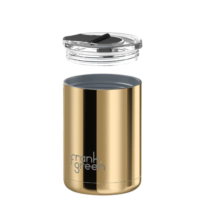 Frank Green 12oz Hinged Screw Lid Coffee Cup Chrome Gold Midnight