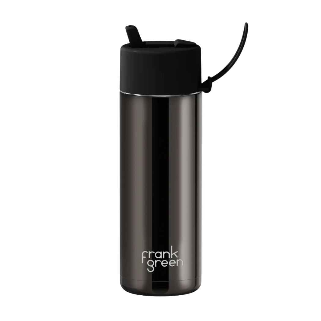 Frank Green 20oz Reusable Bottle Chrome Shadow Midnight