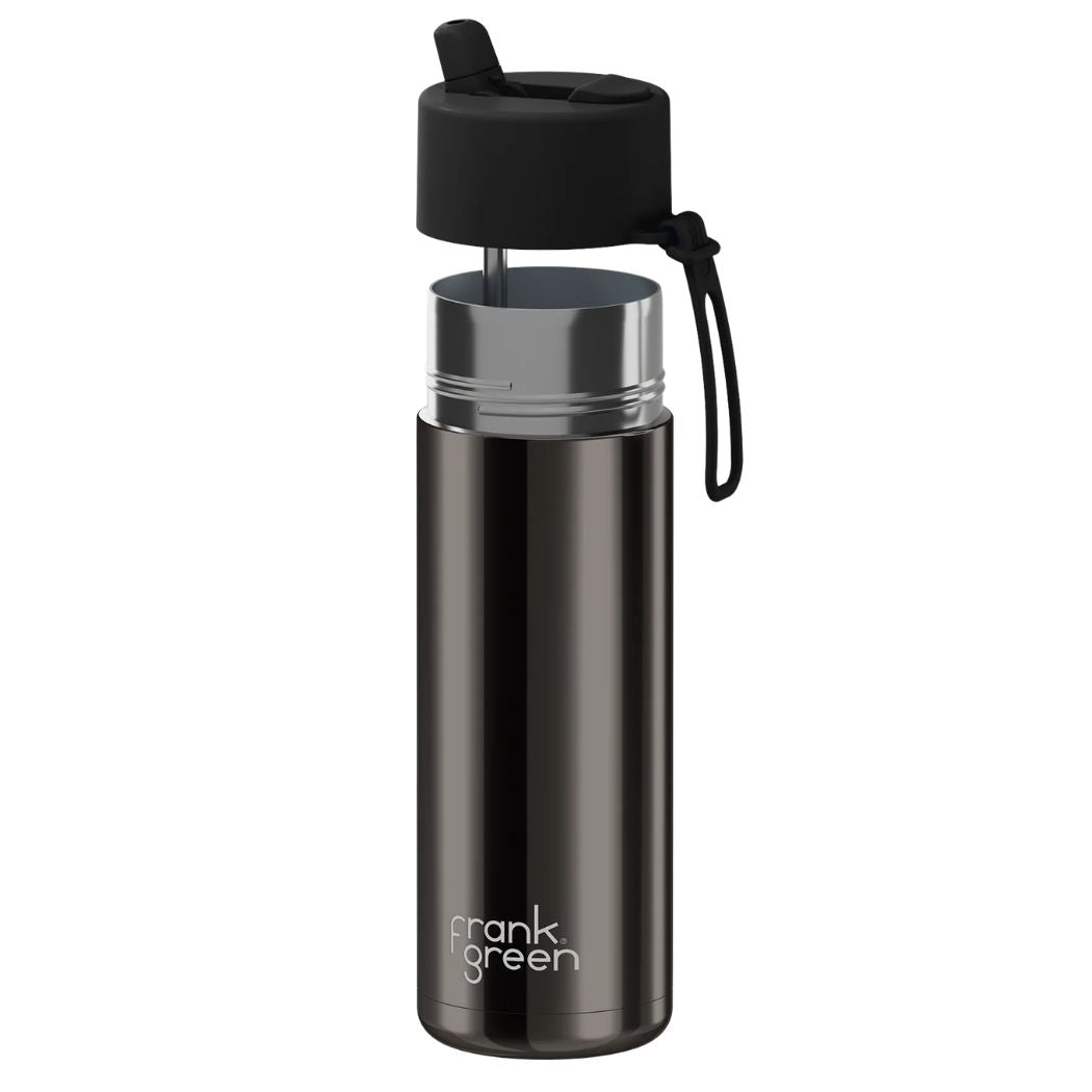 Frank Green 20oz Reusable Bottle Chrome Shadow Midnight