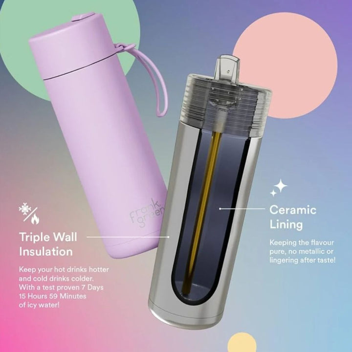 Frank Green 20oz Reusable Bottle Chrome Shadow Midnight