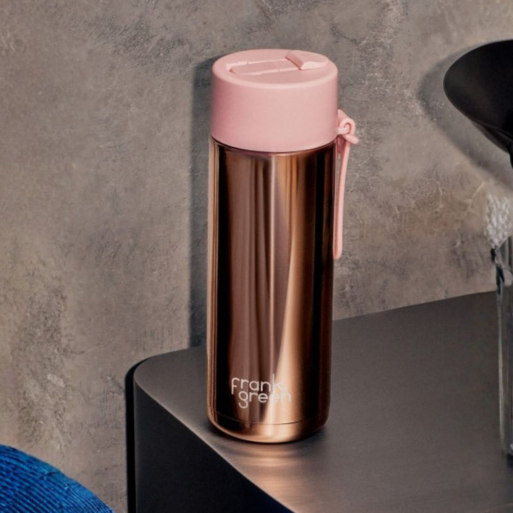 Frank Green 20oz Reusable Bottle Rose Gold Chrome
