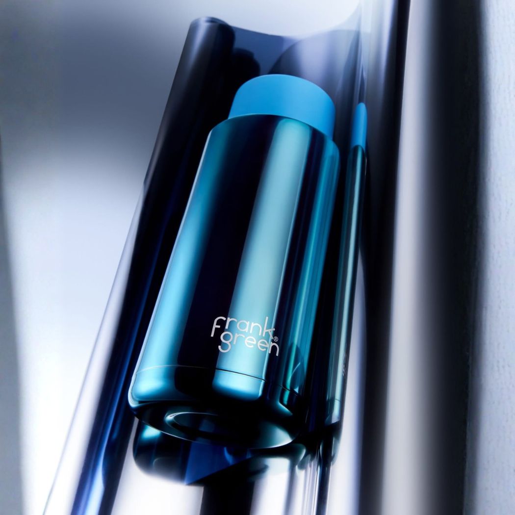 Frank Green 34oz Reusable Bottle Blue Chrome