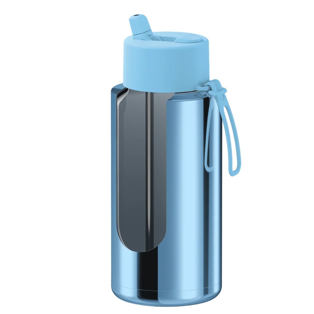 Frank Green 34oz Reusable Bottle Blue Chrome