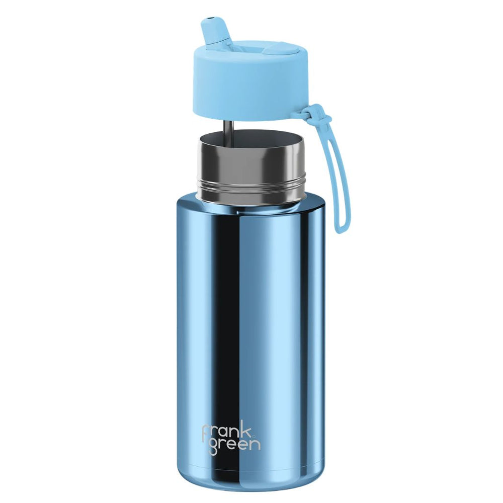 Frank Green 34oz Reusable Bottle Blue Chrome