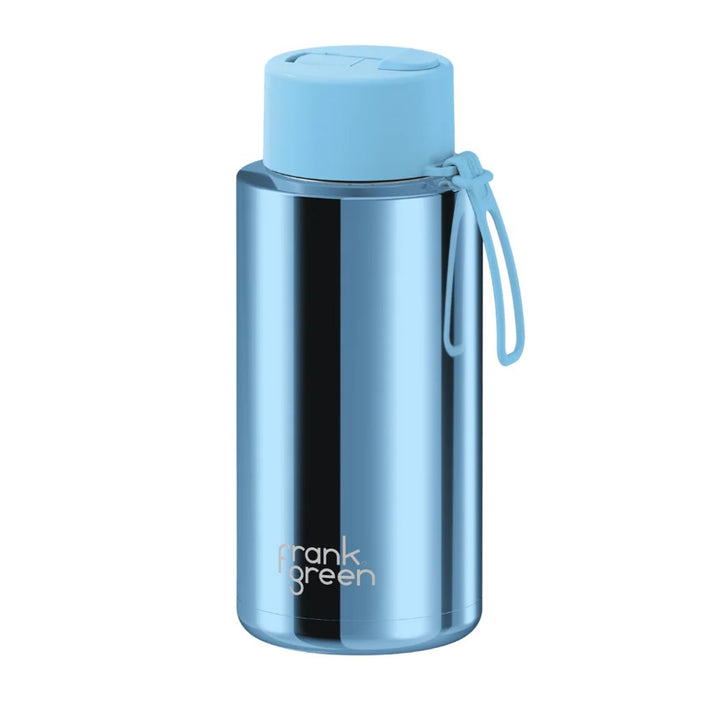 Frank Green 34oz Reusable Bottle Blue Chrome