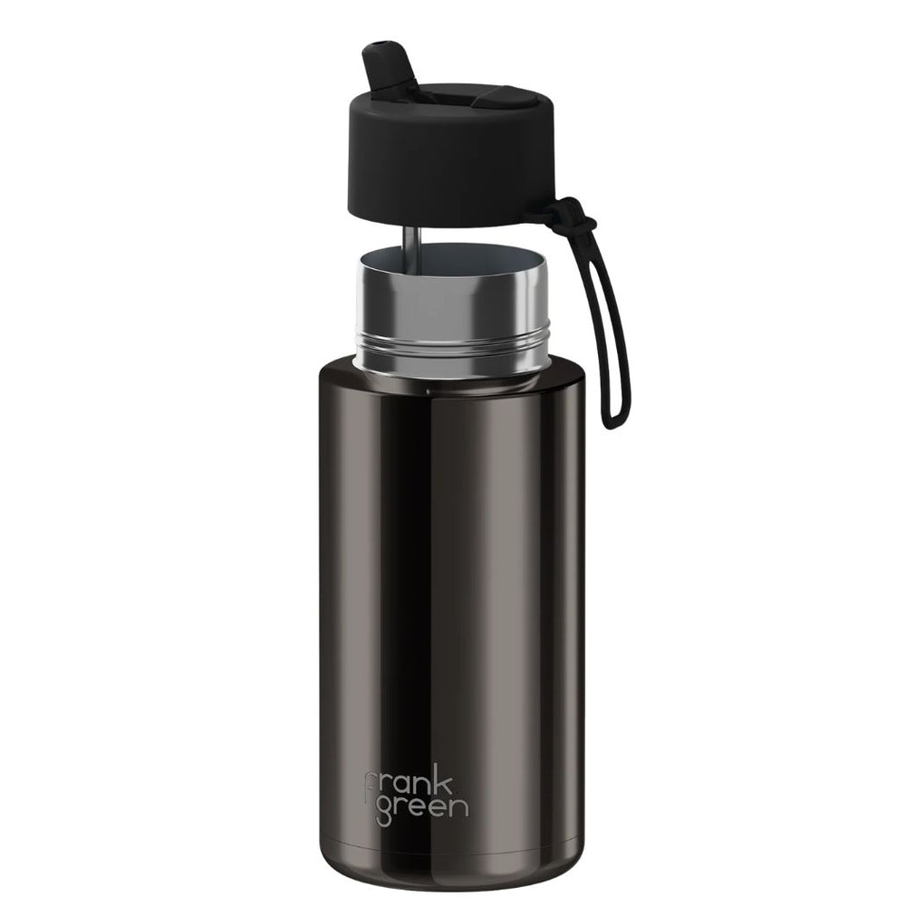 Frank Green 34oz Reusable Bottle Chrome Shadow Midnight