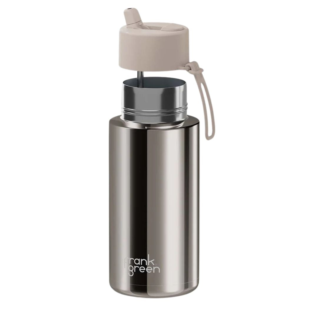 Frank Green 34oz Reusable Bottle Moon Dust Chrome