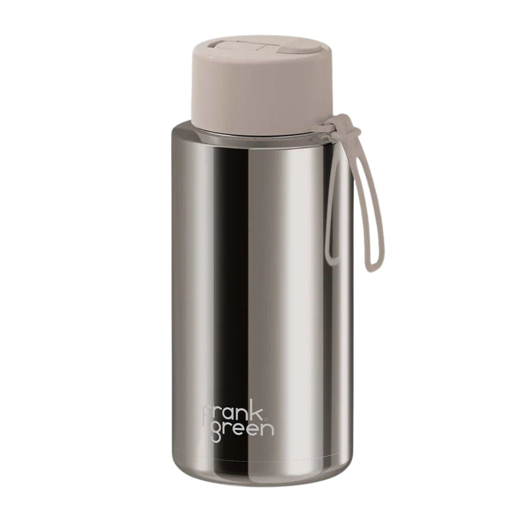 Frank Green 34oz Reusable Bottle Moon Dust Chrome