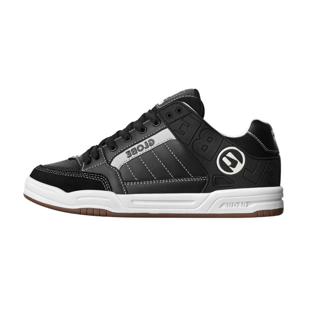 Globe Tilt Shoe Black White Stitch