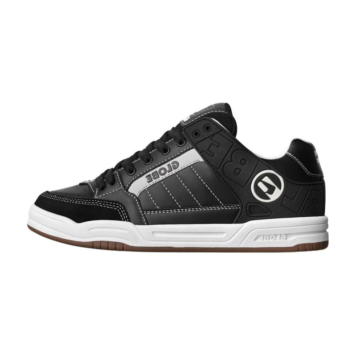 Globe Tilt Shoe Black White Stitch