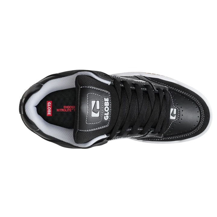 Globe Tilt Shoe Black White Stitch