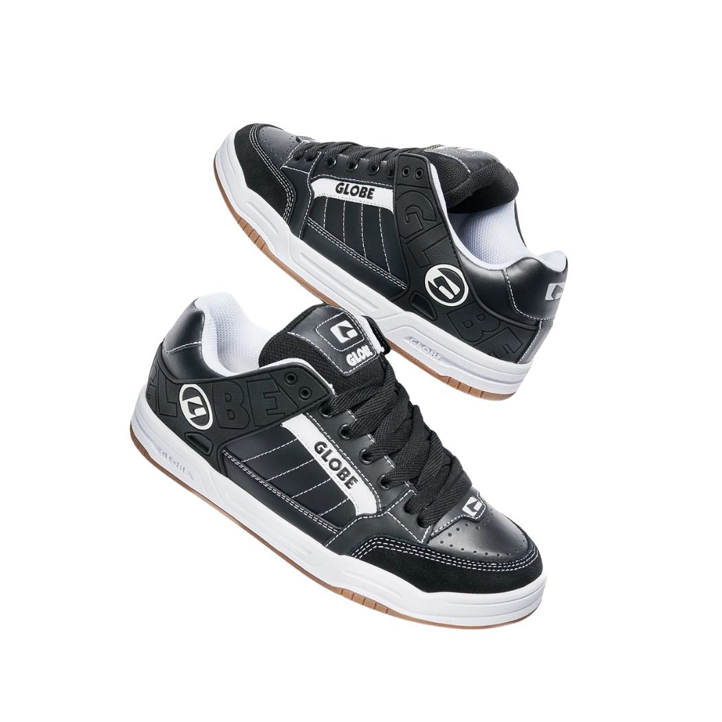 Globe Tilt Shoe Black White Stitch