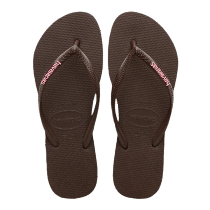 Havaianas Slim Rubber Logo Brown Pink