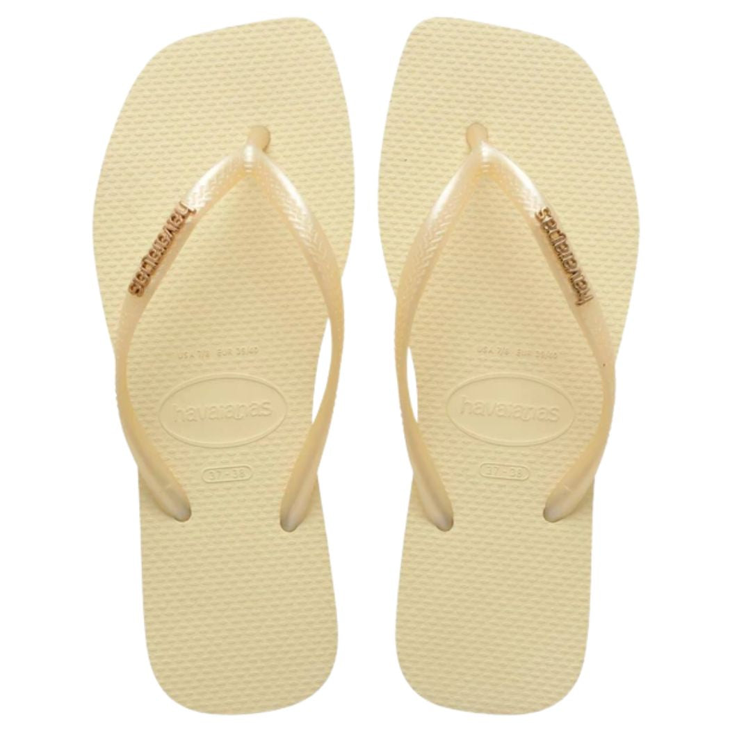 Havaianas Slim Square Metal Logo Metallic Buttercream