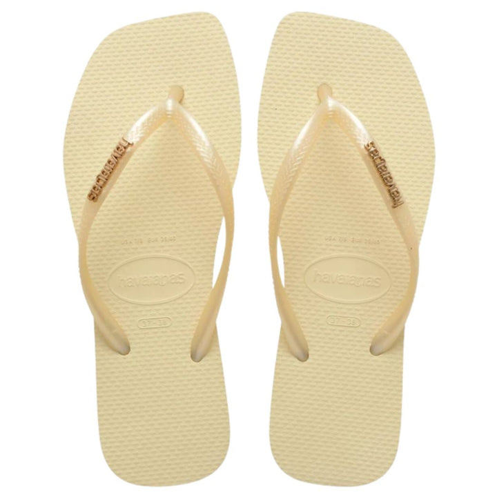 Havaianas Slim Square Metal Logo Metallic Buttercream