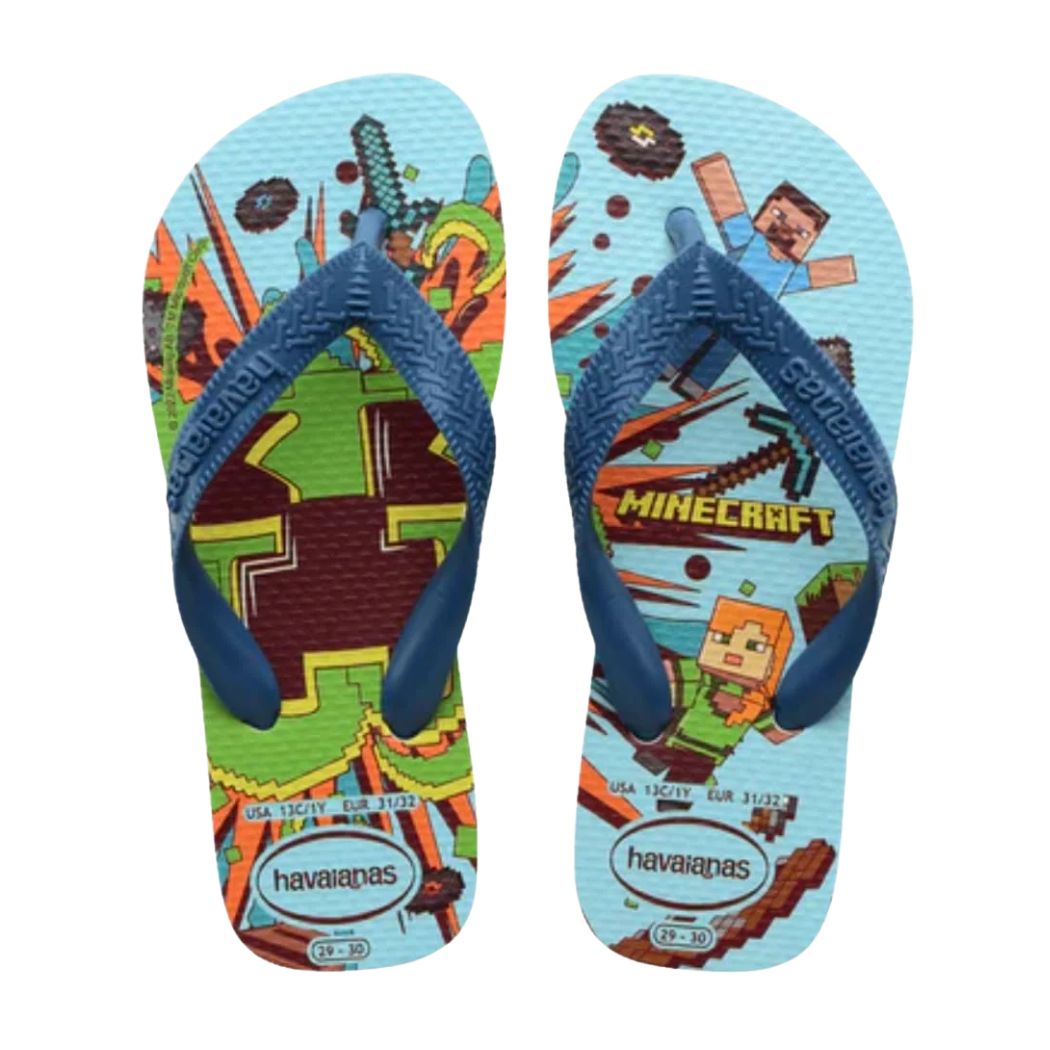 Havaianas Kids Top Minecraft White Comfy Blue
