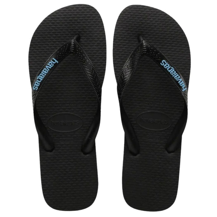 Havaianas Rubber Logo Black Blue Thongs