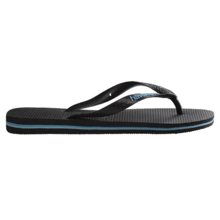 Havaianas Rubber Logo Black Blue Thongs