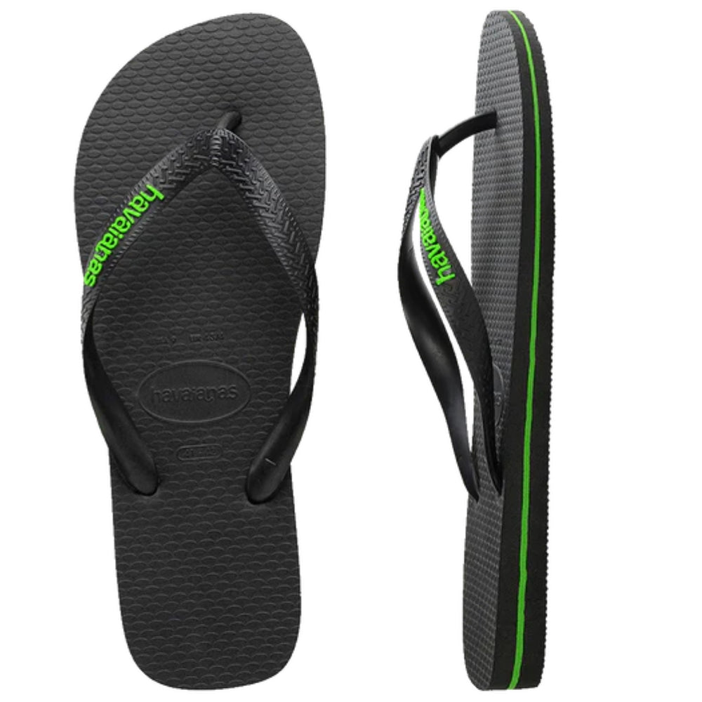 Havaianas Rubber Logo Black Neon Green