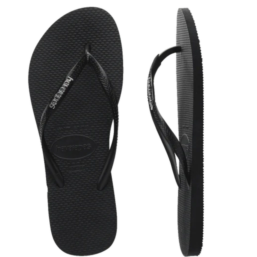 Havaianas Slim Metal Logo Black Silver