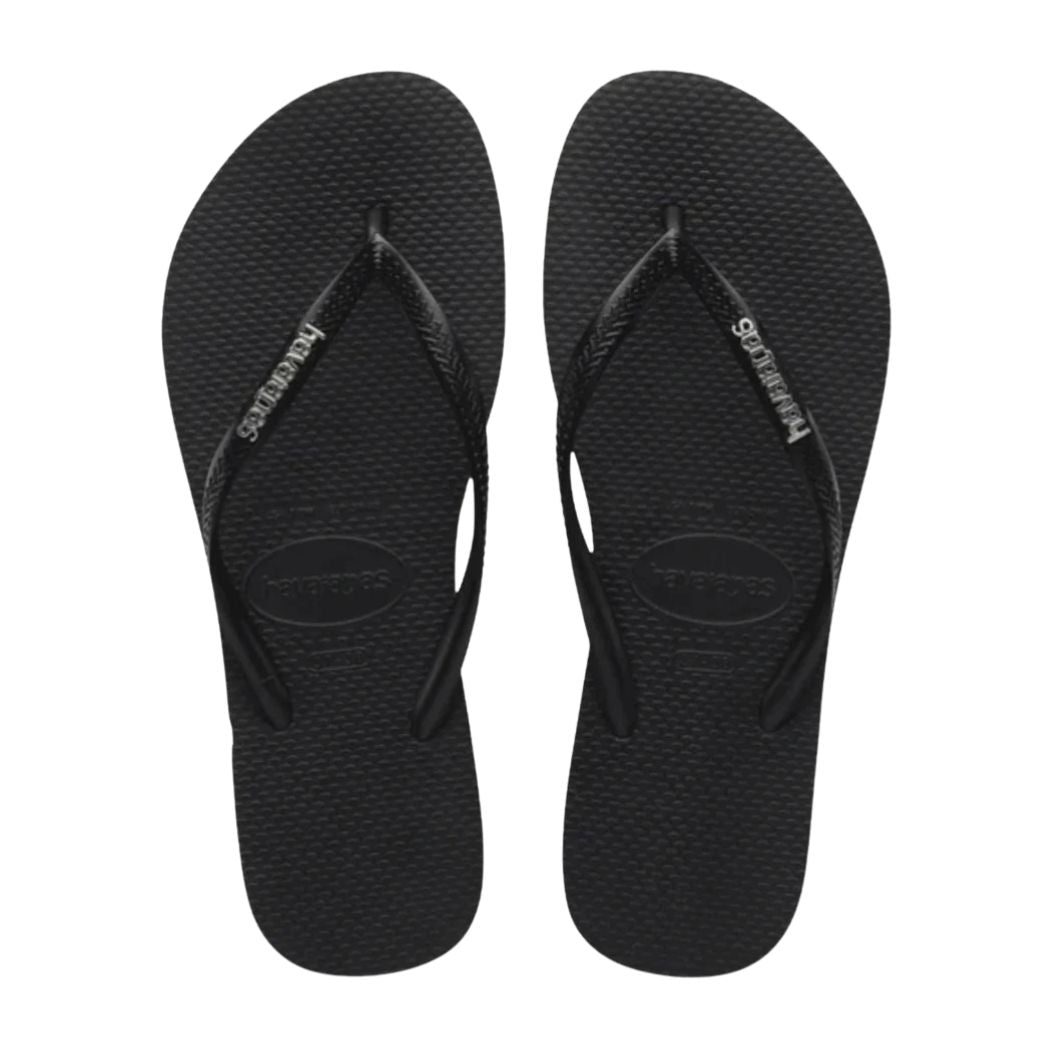 Havaianas Slim Metal Logo Black Silver