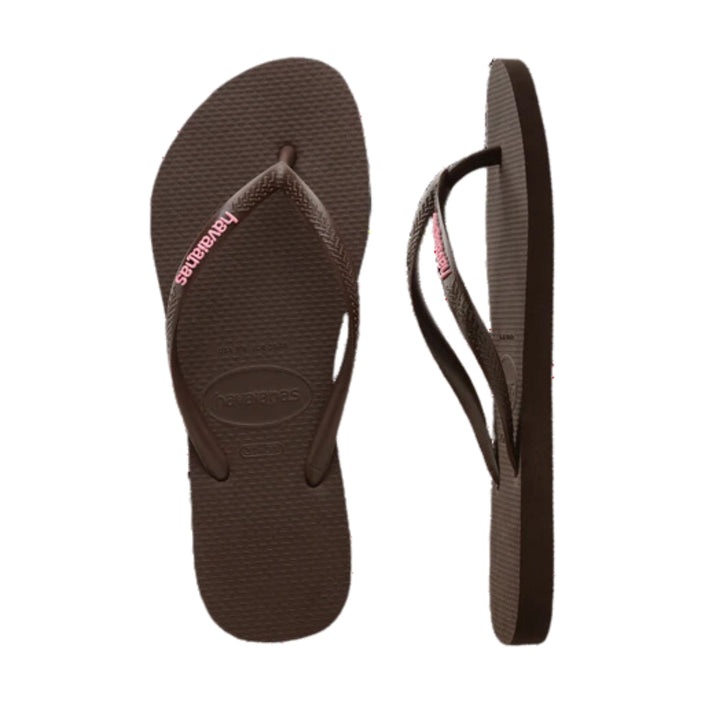 Havaianas Slim Rubber Logo Brown Pink